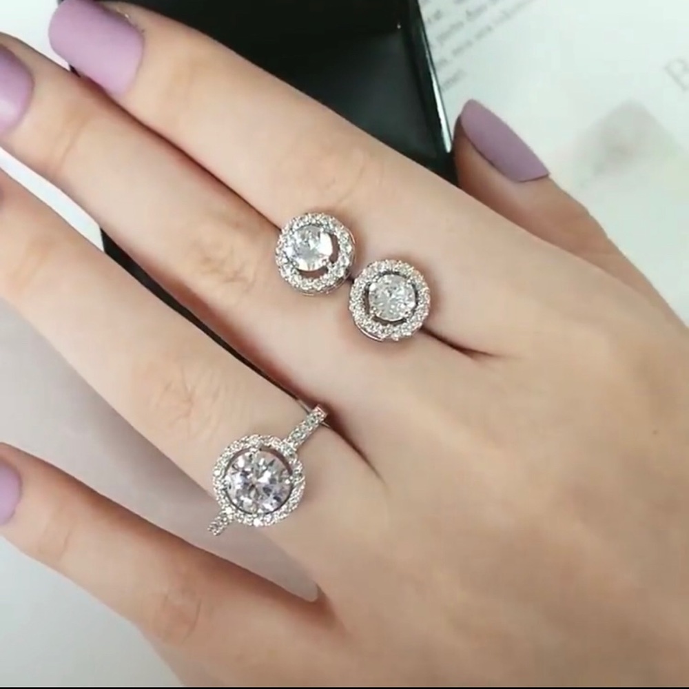 👏🏼CLEARANCE👏🏼S925 Sterling Sliver doing stud earring and ring - Picture 2 of 14